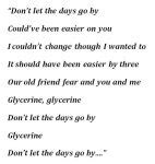 Lyrics for Glycerine by Bush .